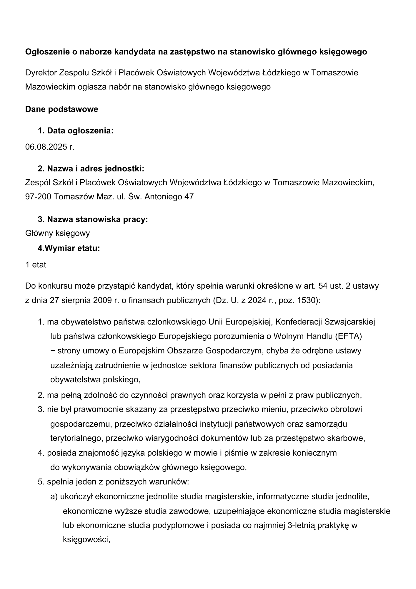 ogłoszenie