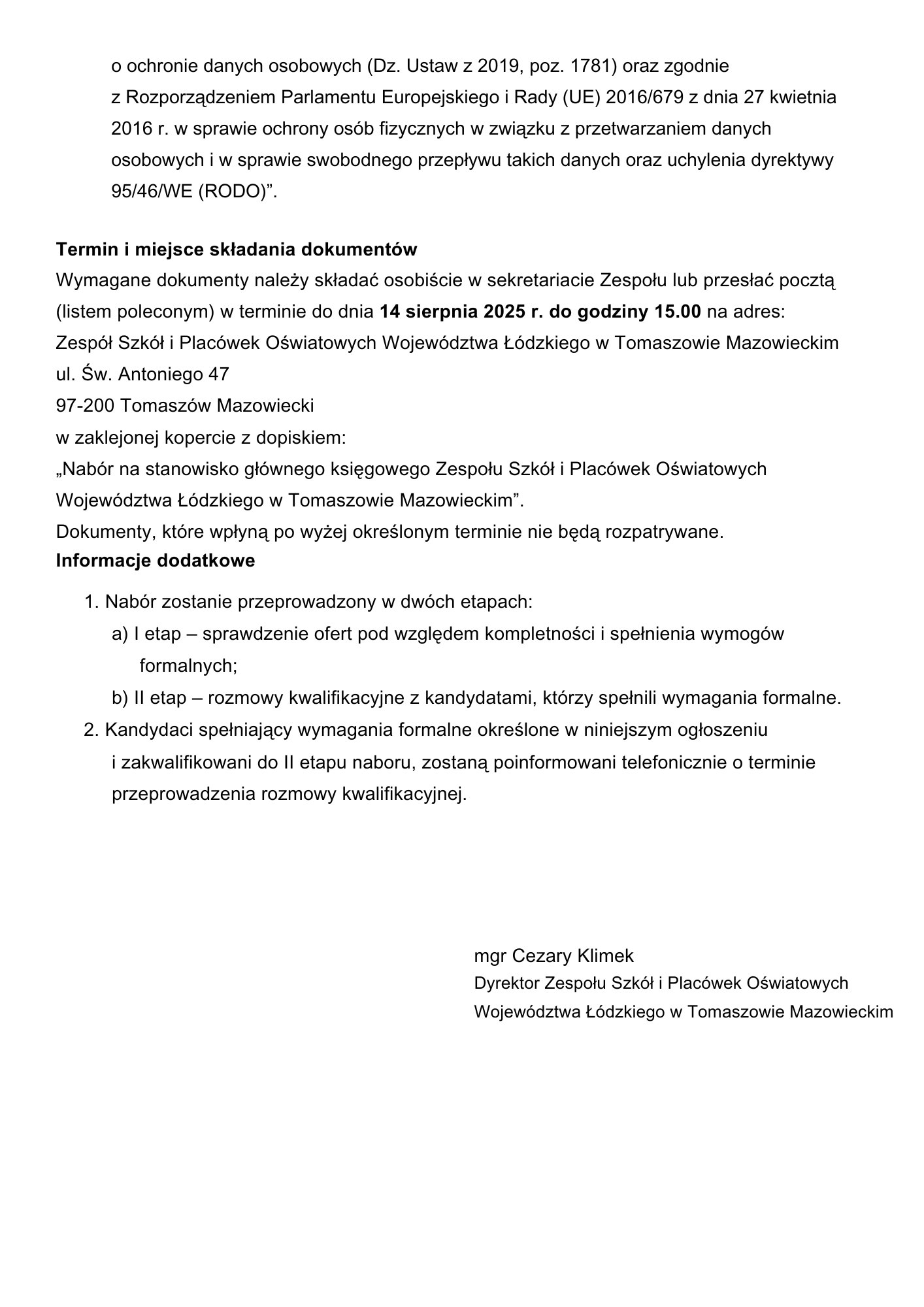 ogłoszenie