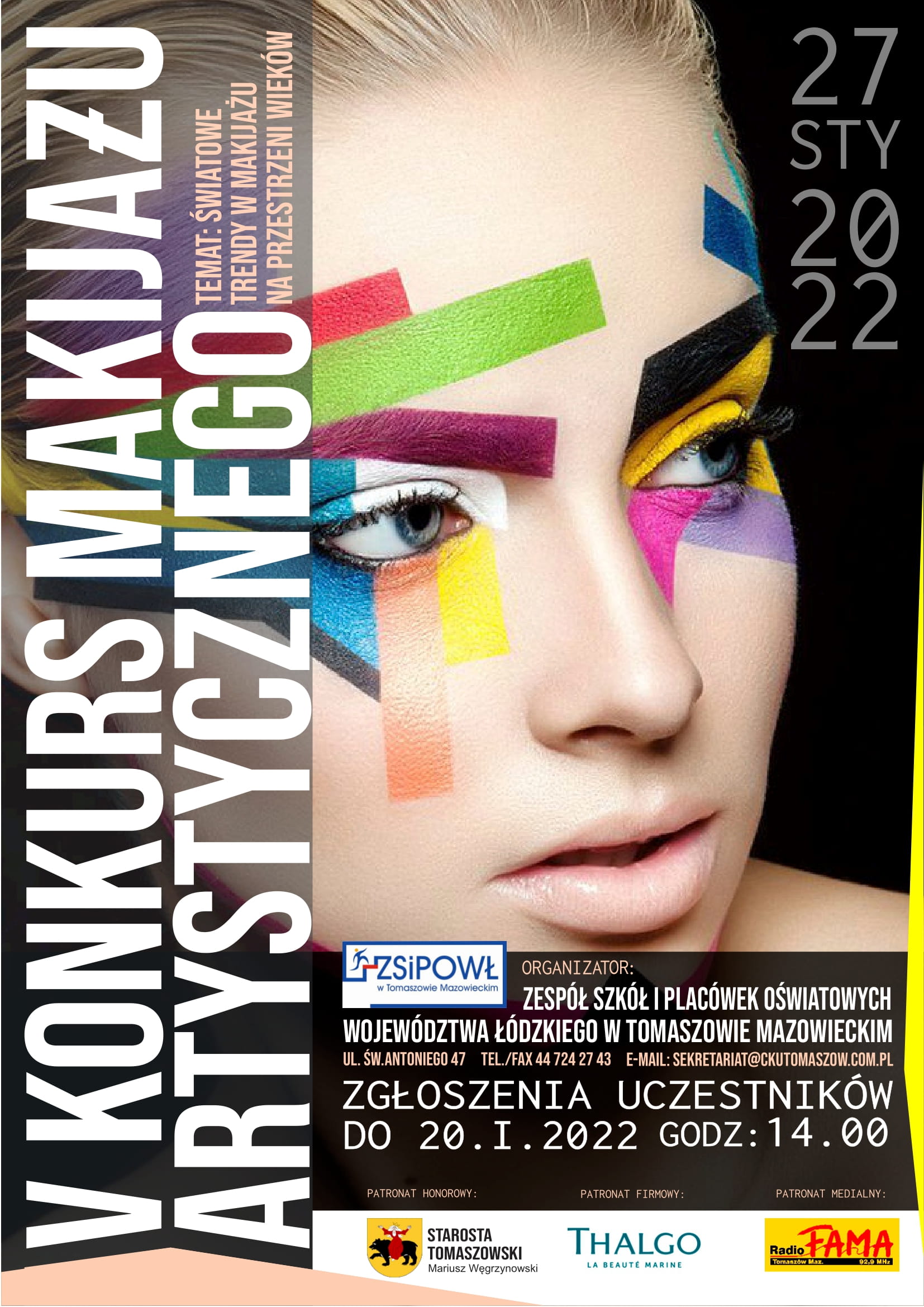 Plakat informujący o V Konkursie Makijazu